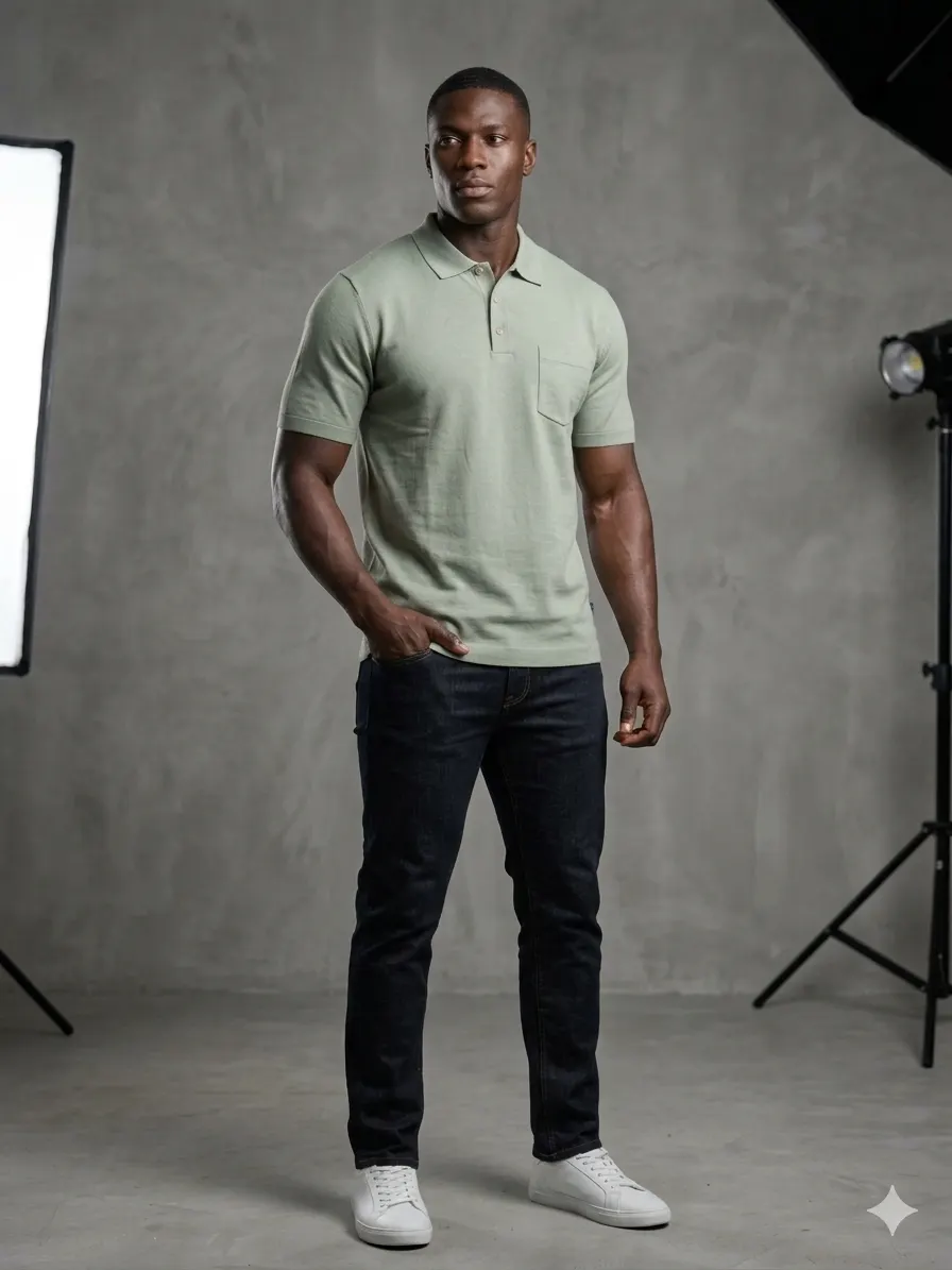 Men’s polo shirt slate (green) colour 2